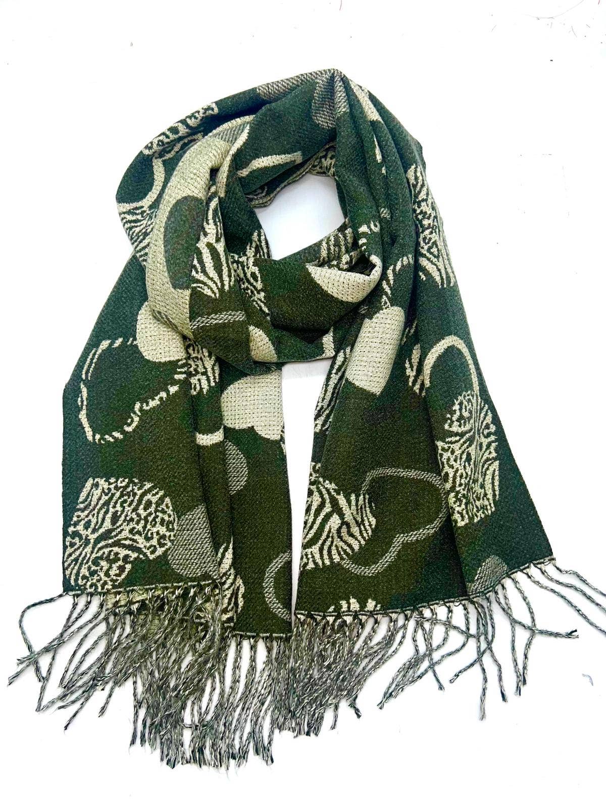 LINETA - Wholesale Scarf - Women's - HH-356 Reversible heart pattern scarf1