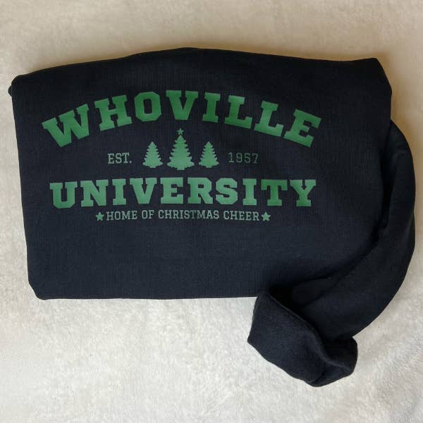 Whoville University Crewneck - Black for wholesale by Sophie V. Designs