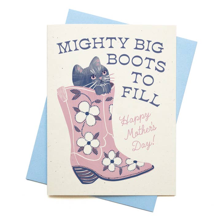 Stivali Potenti - Biglietto per la Festa della Mamma Risograph per la vendita all'ingrosso da parte di Bromstad Printing Co.