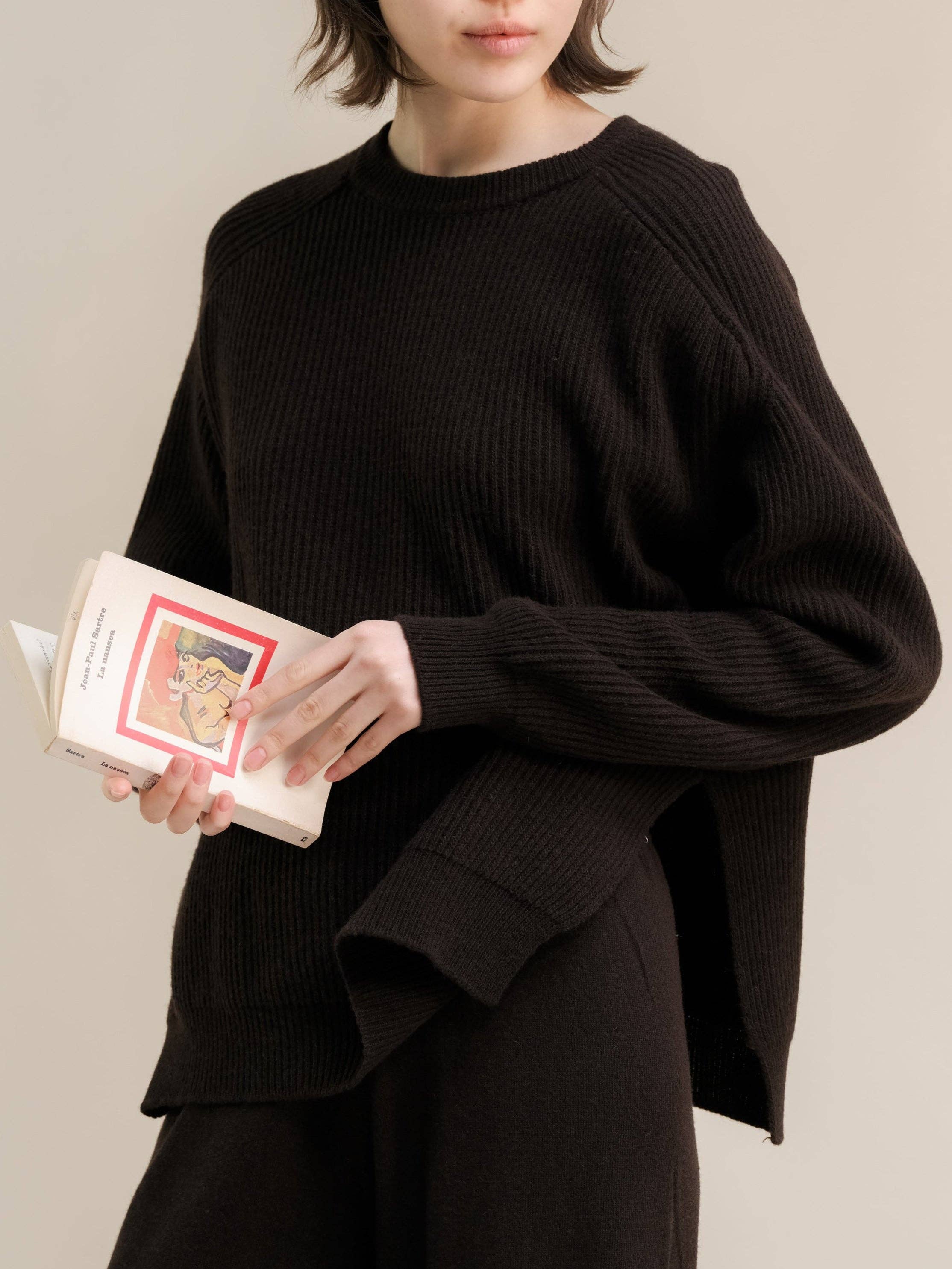 Lèmme - Wholesale Knit Sweater - Women's - Cashmere Mix Crewneck Ribbed Sweater with Lateral Slits23