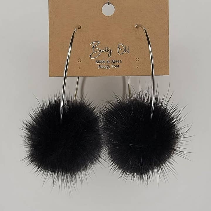 BETTYOH INC - Vente Créoles - Boucle d'oreille à pompon en vison6