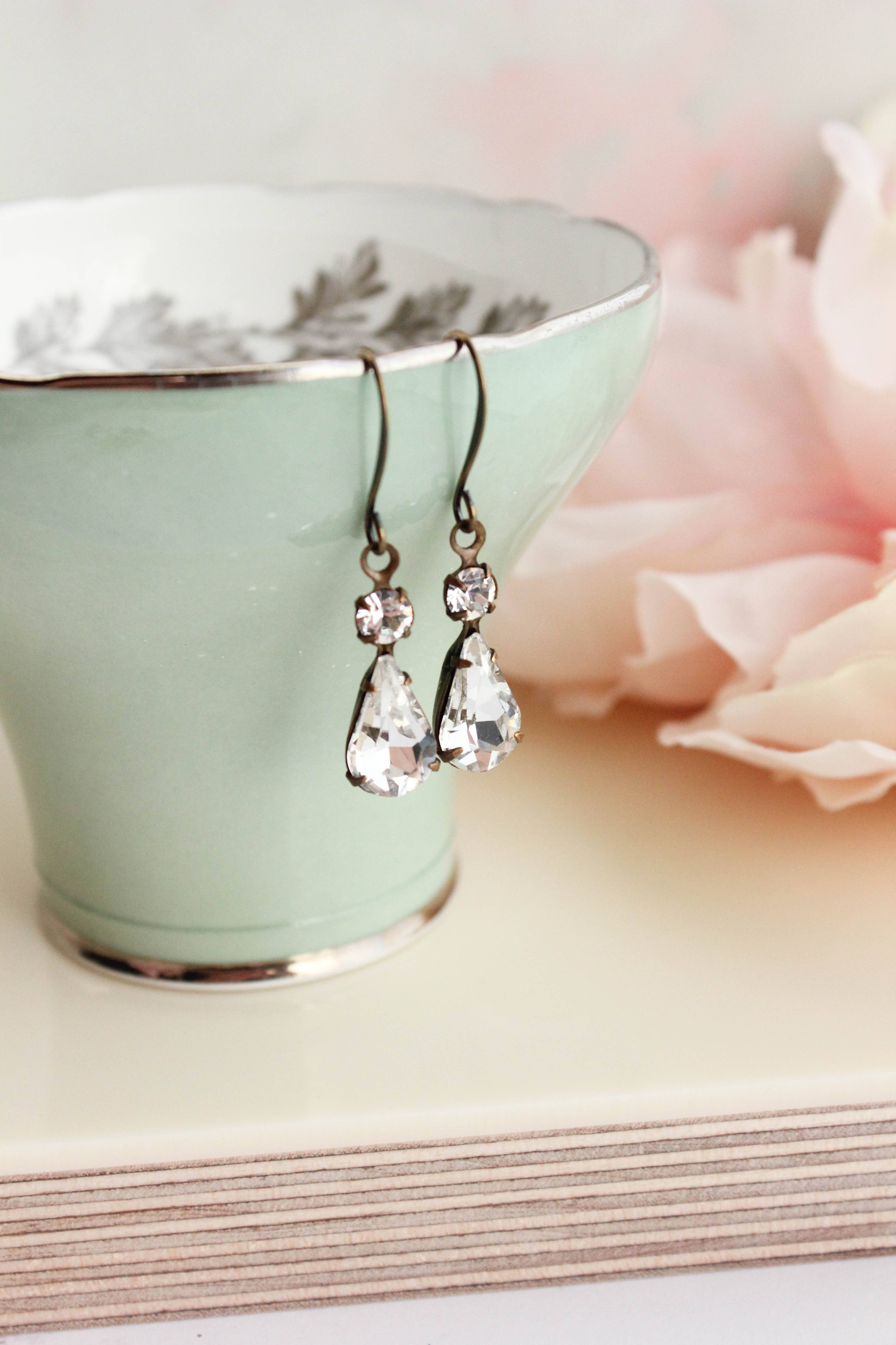 Default Vintage Glass Teardrop Earrings - Crystal Sparkle for wholesale on Faire4