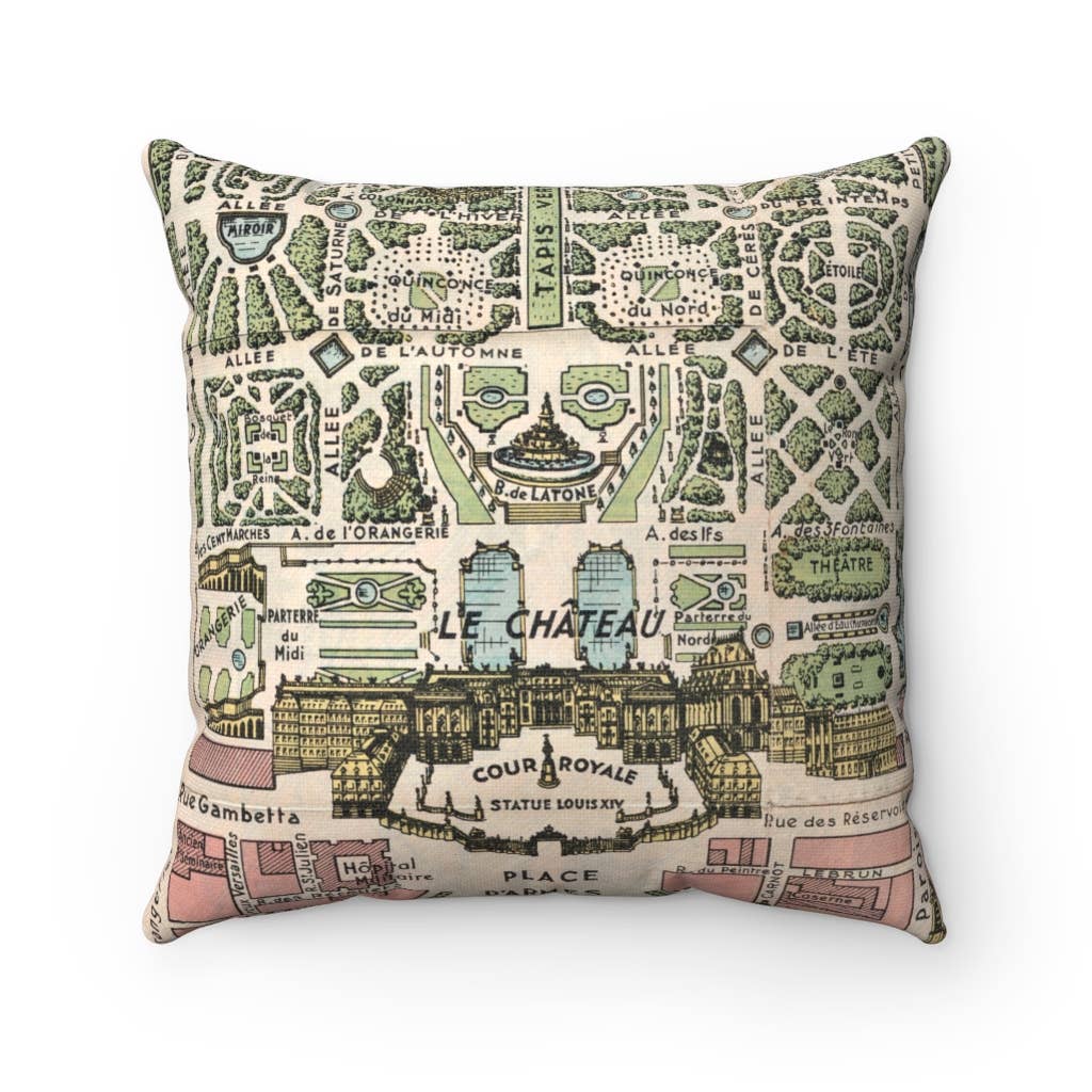 Daisy Mae Designs - Wholesale Throw/Decorative Pillow - Palace of Versailles France Map Pillow