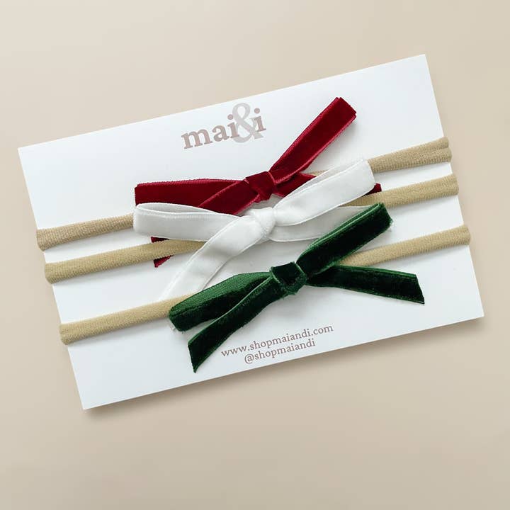 nœuds de Noël en velours sur nylon pour la vente par Mai & I