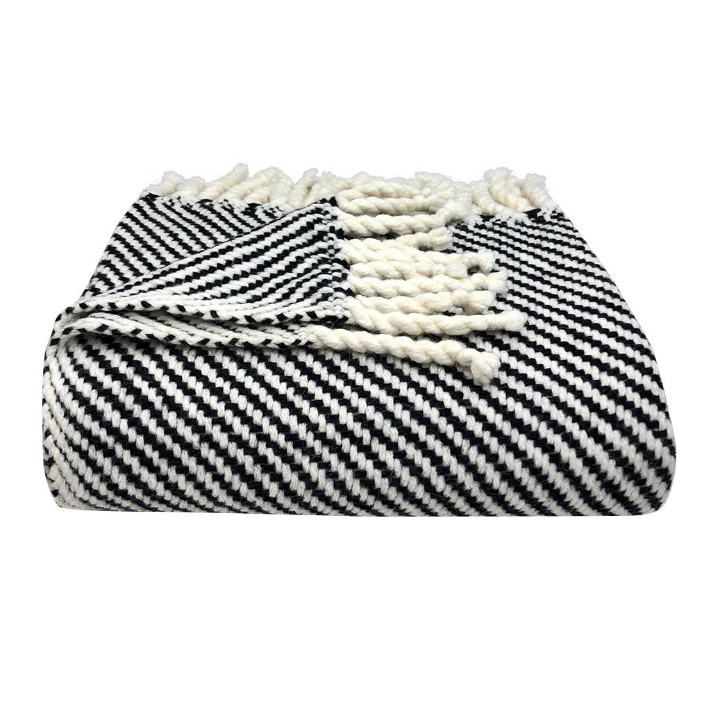 SLATE + SALT - Wholesale Throw Blanket - Chunky Black Stripe Alpaca Throw Blanket1