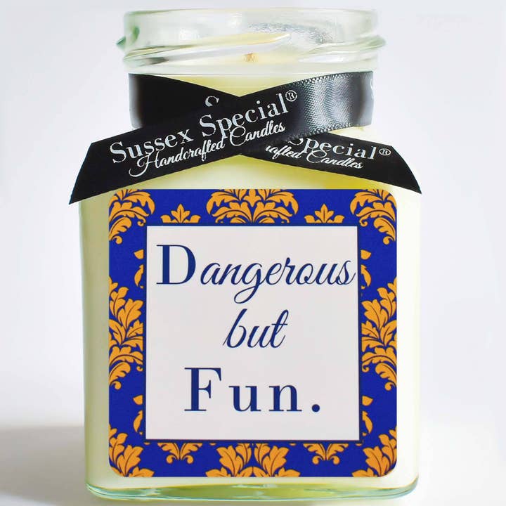"Dangerous but Fun." Soy Candle for wholesale by Sussex Special