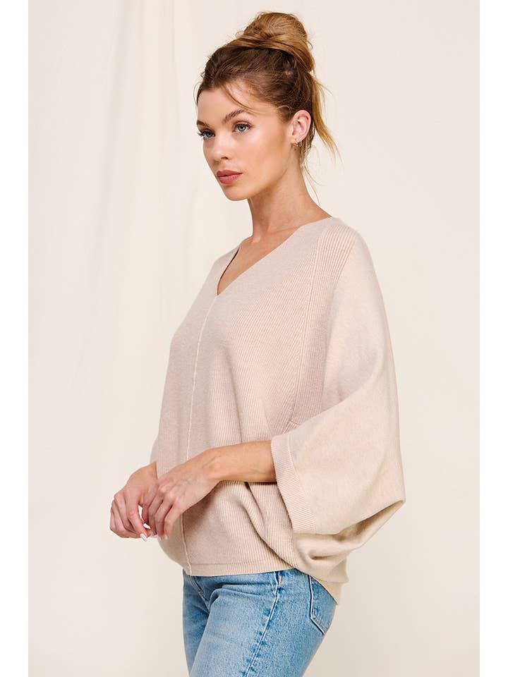 Allie Rose - Wholesale Knit Sweater - Women's - Elbow Sleeve Mixed Texture Sweater