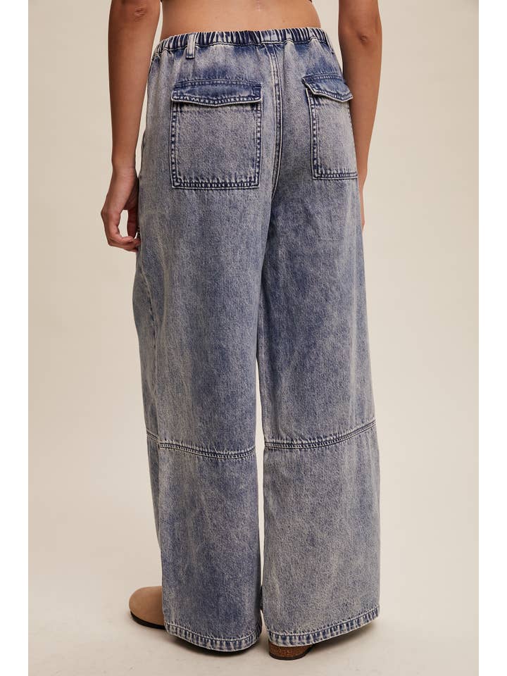 Listicle – Engroshandel Jeans - Dame – Vidbenede denimbukser med snøre i taljen4