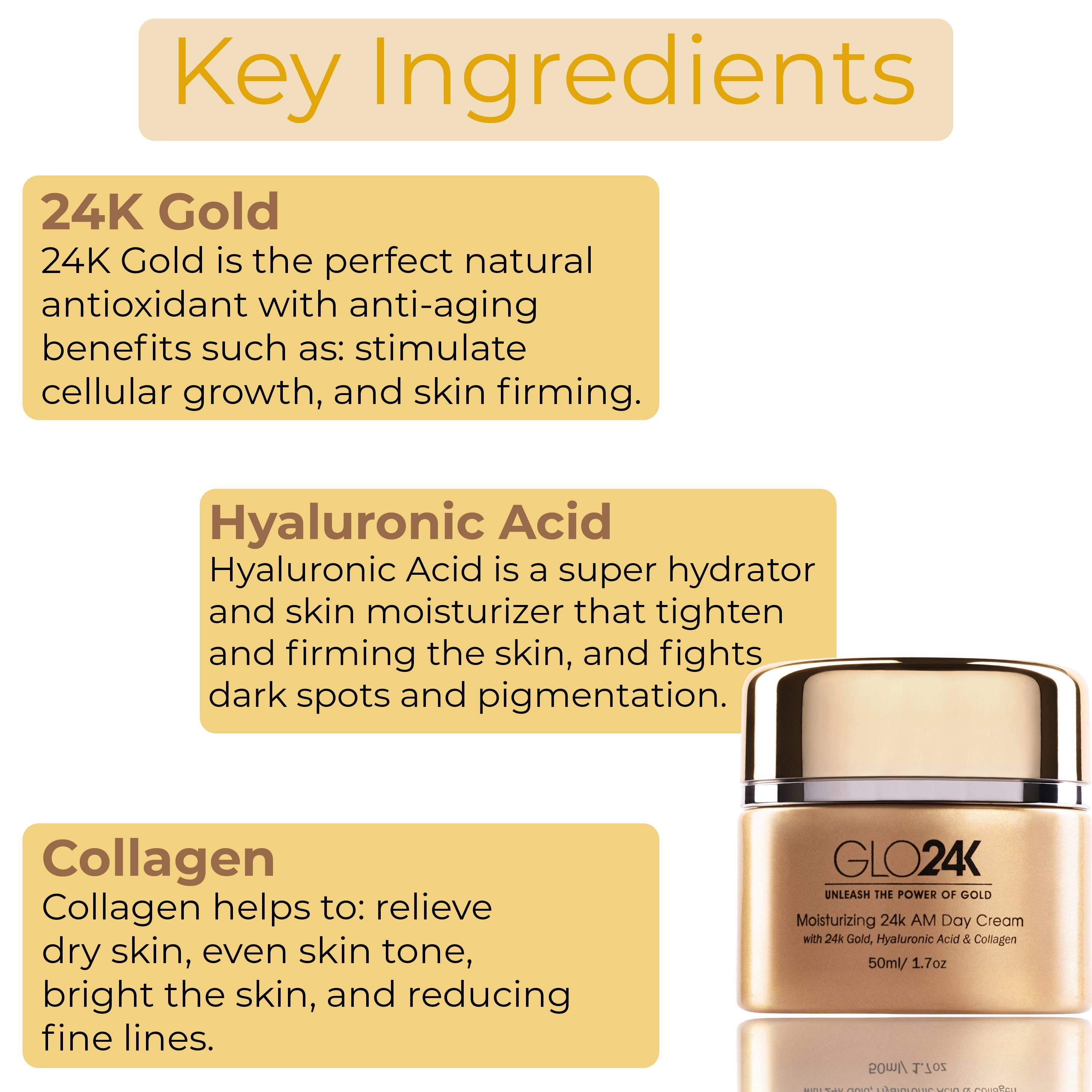 GLO24K - Wholesale Anti-Aging Moisturizer - Moisturizing 24k AM Day Cream with 24k Gold & Collagen2