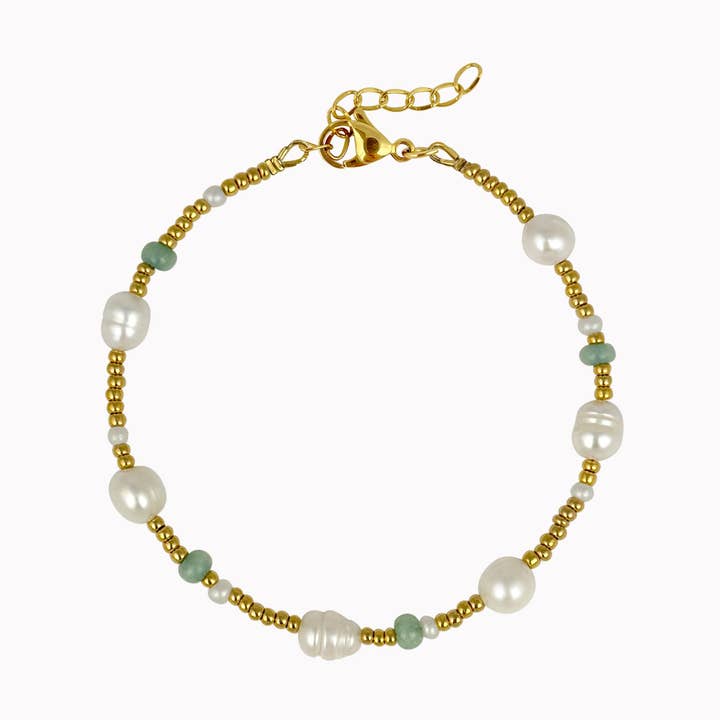 Bracciale perle & perline verde per la vendita all'ingrosso da parte di Don' aparte