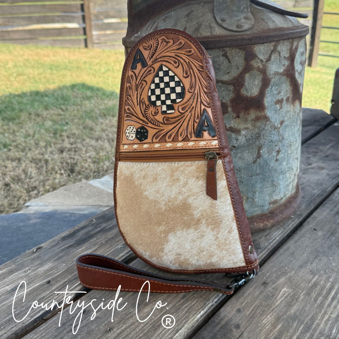 Countryside Co. - Wholesale Toiletry Bag - Unisex - Hand Painted Tooled Leather and Cowhide Carry Case4
