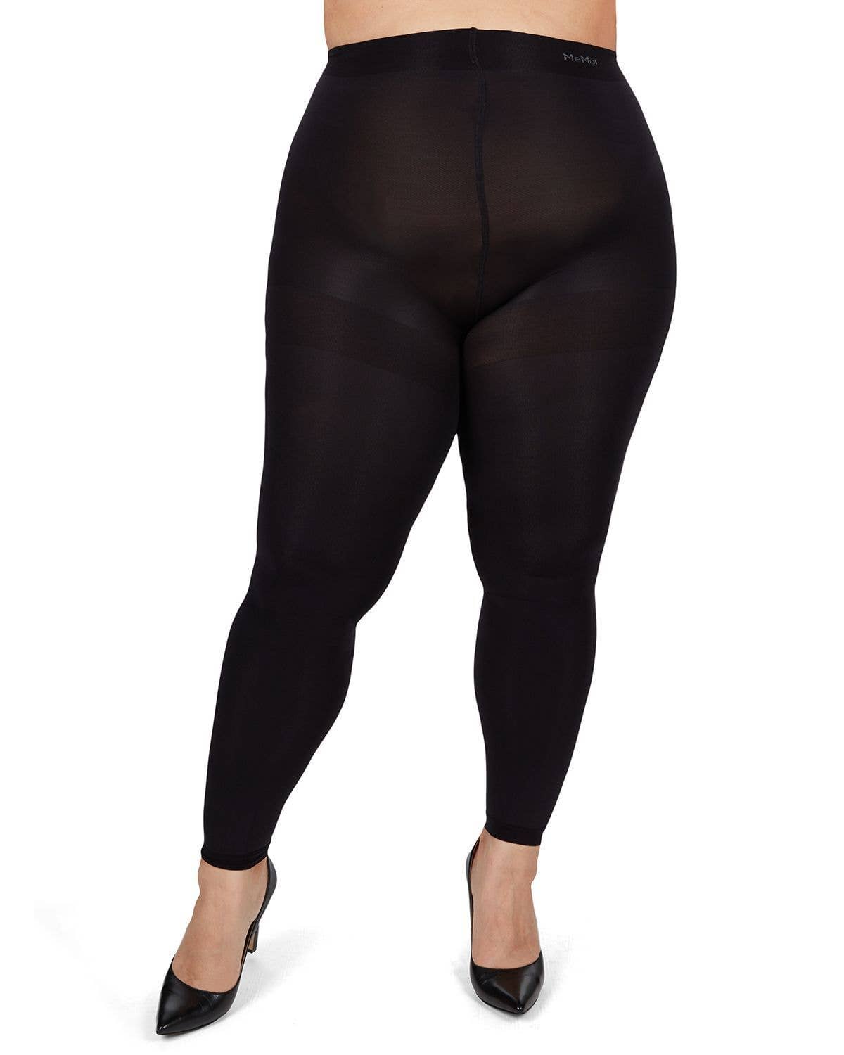 Zwart MeMoi Plus Curvy Super Matte Control Top Voetloze panty voor groothandel op Faire1