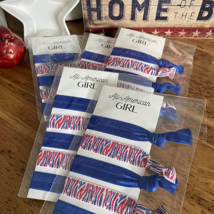 July Fourth Hair Tie Set for wholesale by Trendy Wholesale