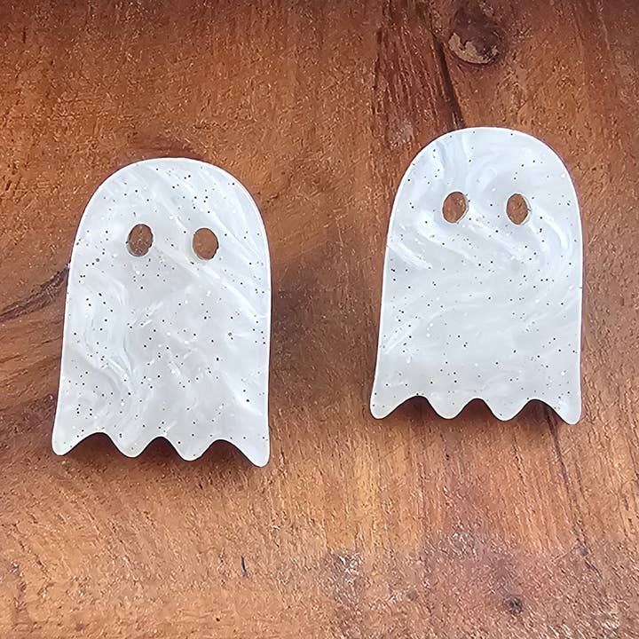 Clous Fantômes - Scintillement Blanc // Bijoux, Boucles d'oreilles, Halloween pour la vente par Spiffy & Splendid