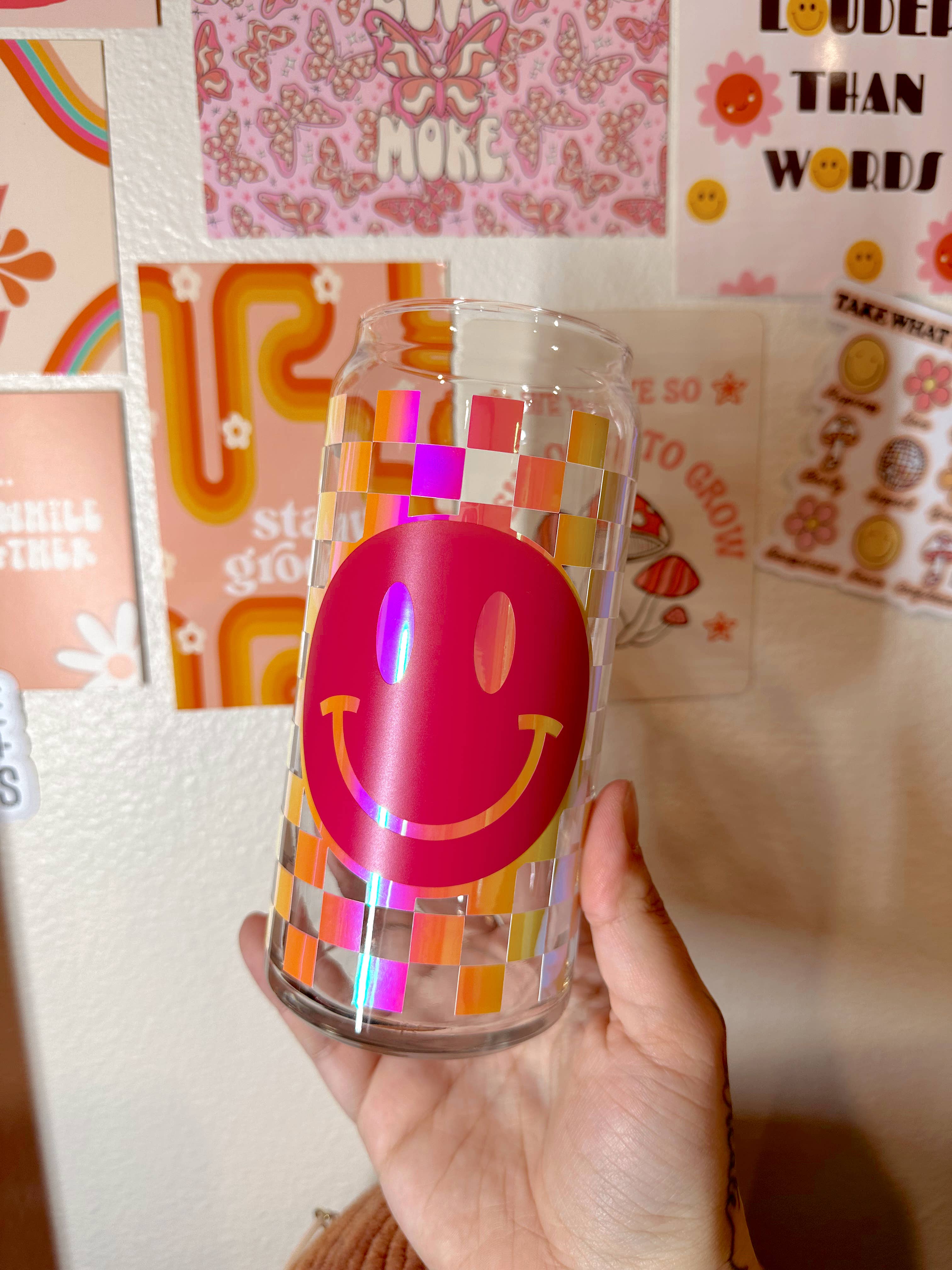 amarieacreates – Engroshandel Drikkeglas/kop – You Make Me Happy | Smiley ansigt med tern | Glas3