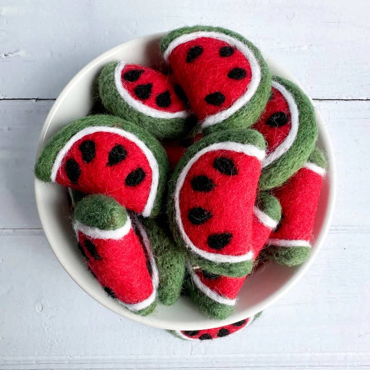 Sewing Seeds Play - Wholesale Decorative Tabletop Object - One Felt Red Watermelon Slice