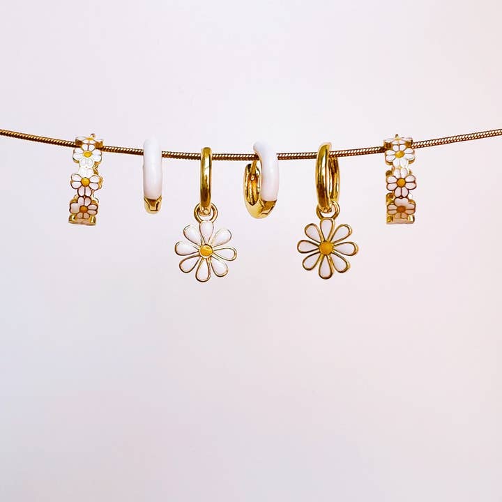 Gold Fiorella hoops white for wholesale on Faire3