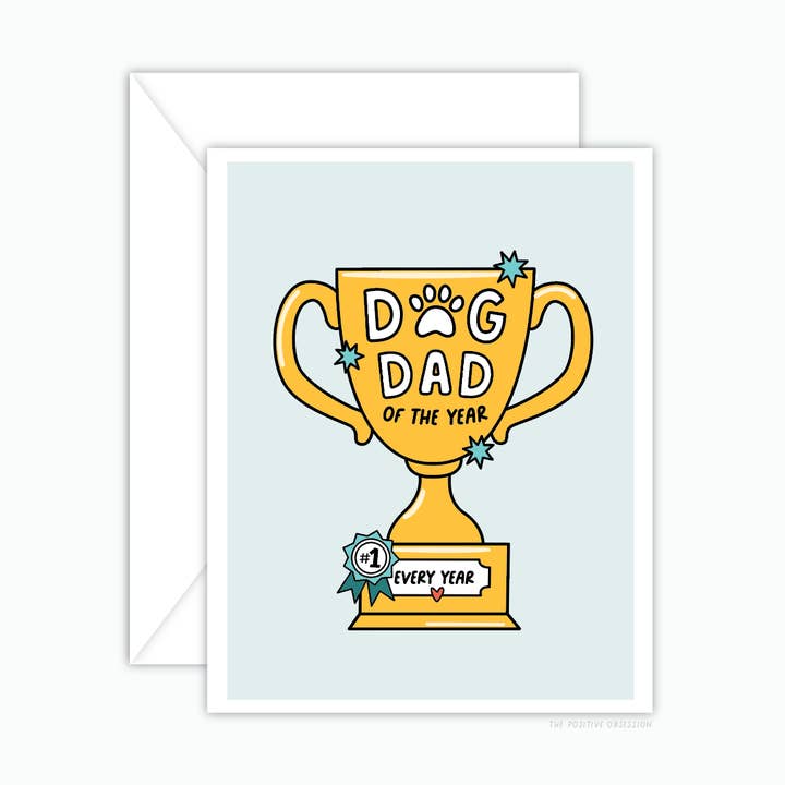 Funny Dog Dad Trophy Greeting Card, Dog Parent Pet Gift for wholesale by Purple Ink Paperie