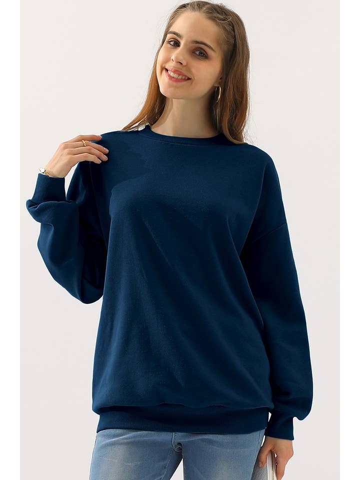 NINEXIS - Wholesale Sweatshirt - Women's - CWTTL902_CREW NECK LONG SLEEVE PULLOVER SWEATSHIRT TOPS1