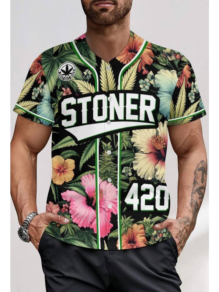 Just Get High™ - Wholesale Team Sports Jersey - Men's - Baseball Jersey: Stoner Tropical Terps