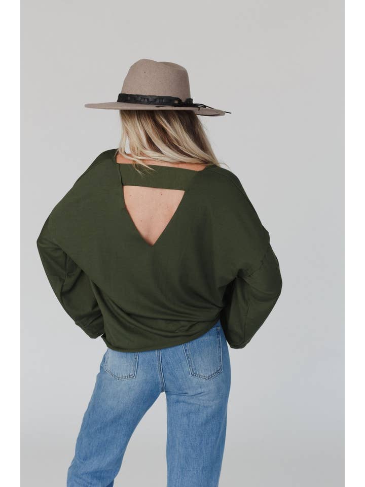 Three Bird Nest - Wholesale Knit Sweater - Women's - Love It V Neckline Sweater Top - Olive4