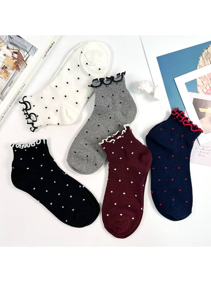 7DAYSSOCKS - Wholesale Socks - Women's - Women's Crew Frill Dot Socks5