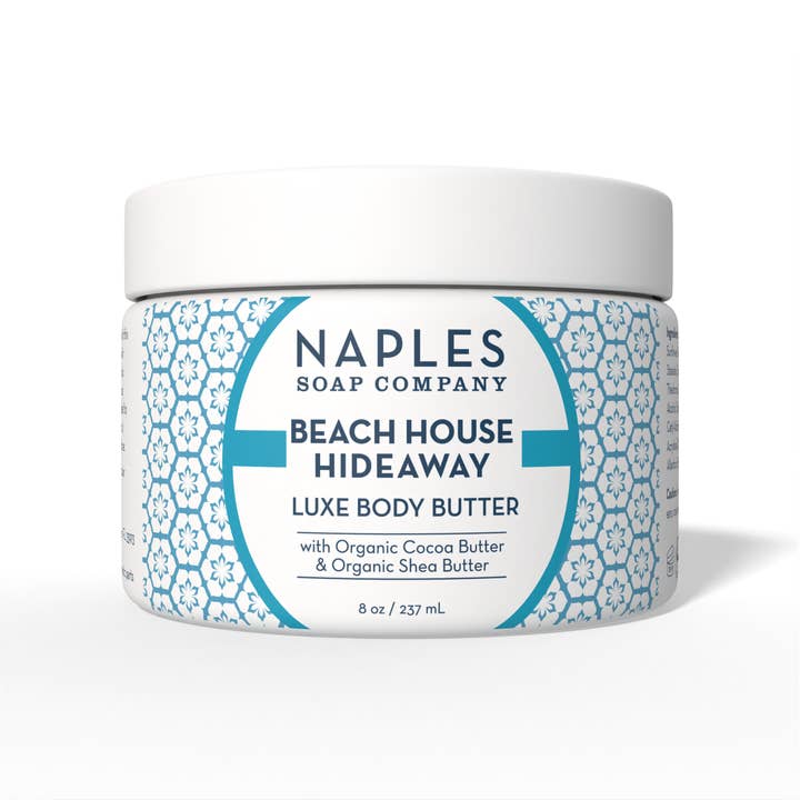 Beach House Hideaway Luxe Body Butter 8 oz for wholesale by Naples Soap Company | Clean Beauty, Natural Bath & Body
