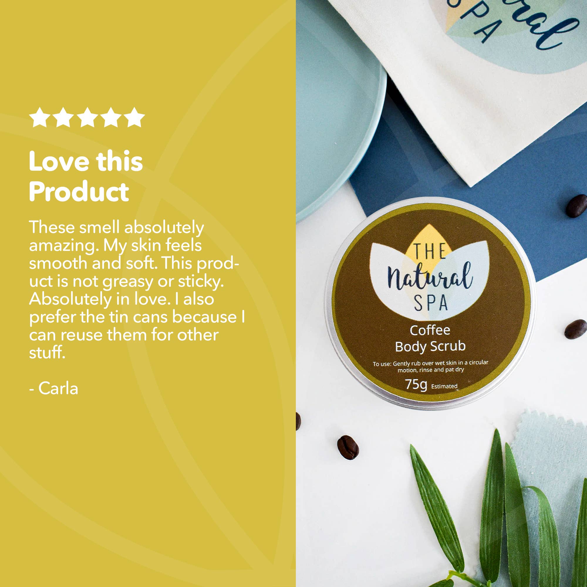 The Natural Spa Cosmetics – Großhandel Körperpeeling – Natürliches Körperpeeling mit Kaffee, Dose 75 g, Briefkasten5