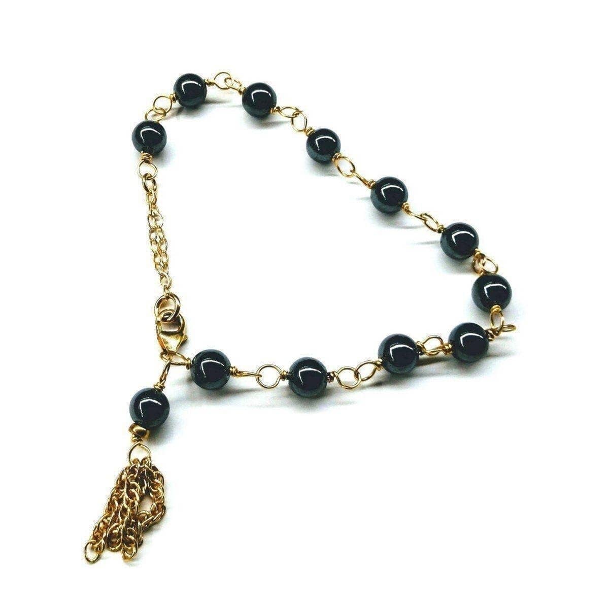 Alexa Martha Designs - Wholesale Link & Chain Bracelet - Adjustable 14 KT Gold Filled Hematite Gold Chain Tassel Bracelets4
