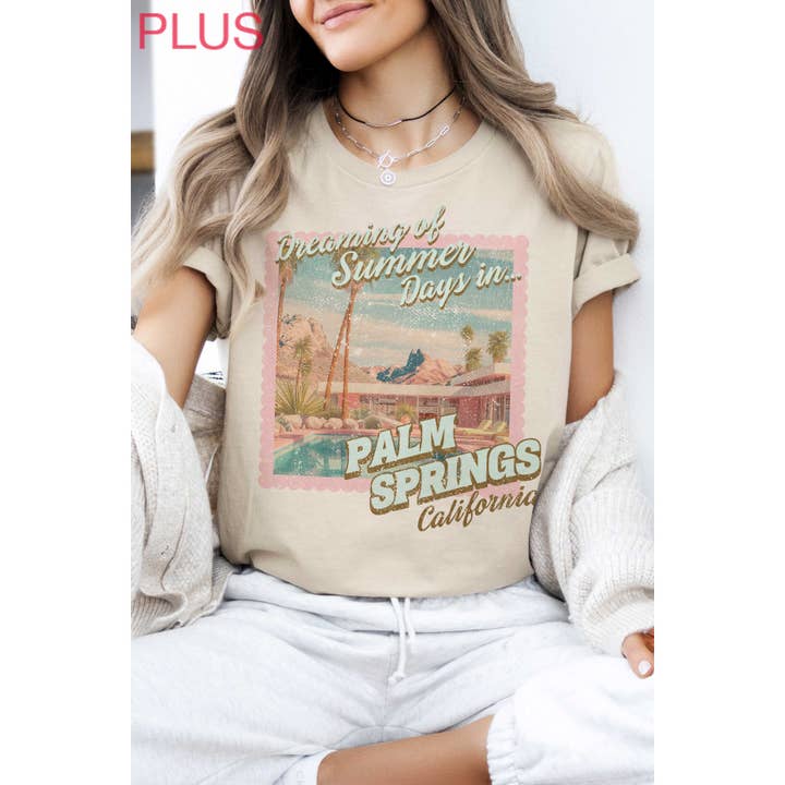ZOMERDAGEN IN PALM SPRINGS Plus Size Graphic T-shirt voor wholesale door A. BLUSH CO