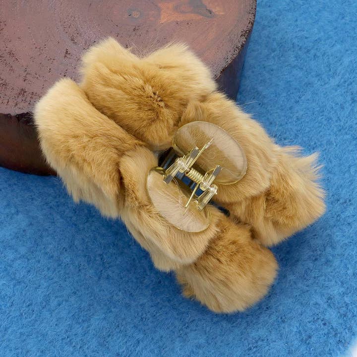 Sensibling Corp. - Wholesale Hair Clip - Women's - Faux Fur Triple Pom Pom Hair Claw Clip5