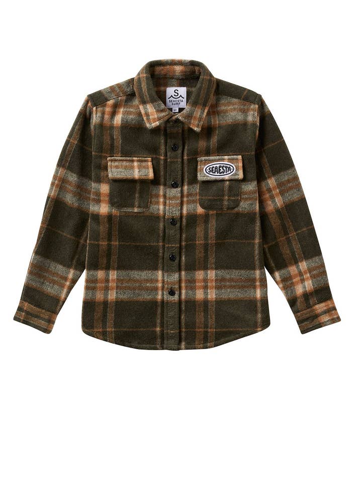 Patch Flannel Shirt / Youth / Emerald for wholesale by Seaesta Surf