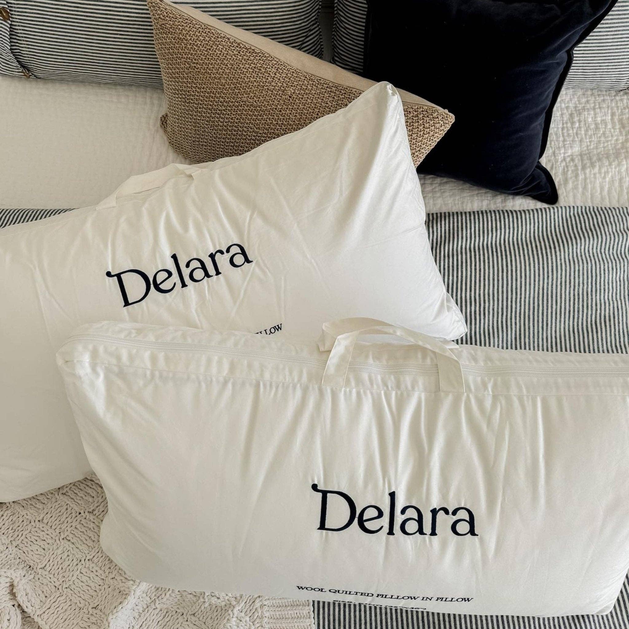 Delara - Venta al por mayor Almohadas - Almohada Ajustable de Alternativa de Plumas con Acolchado de Lana3