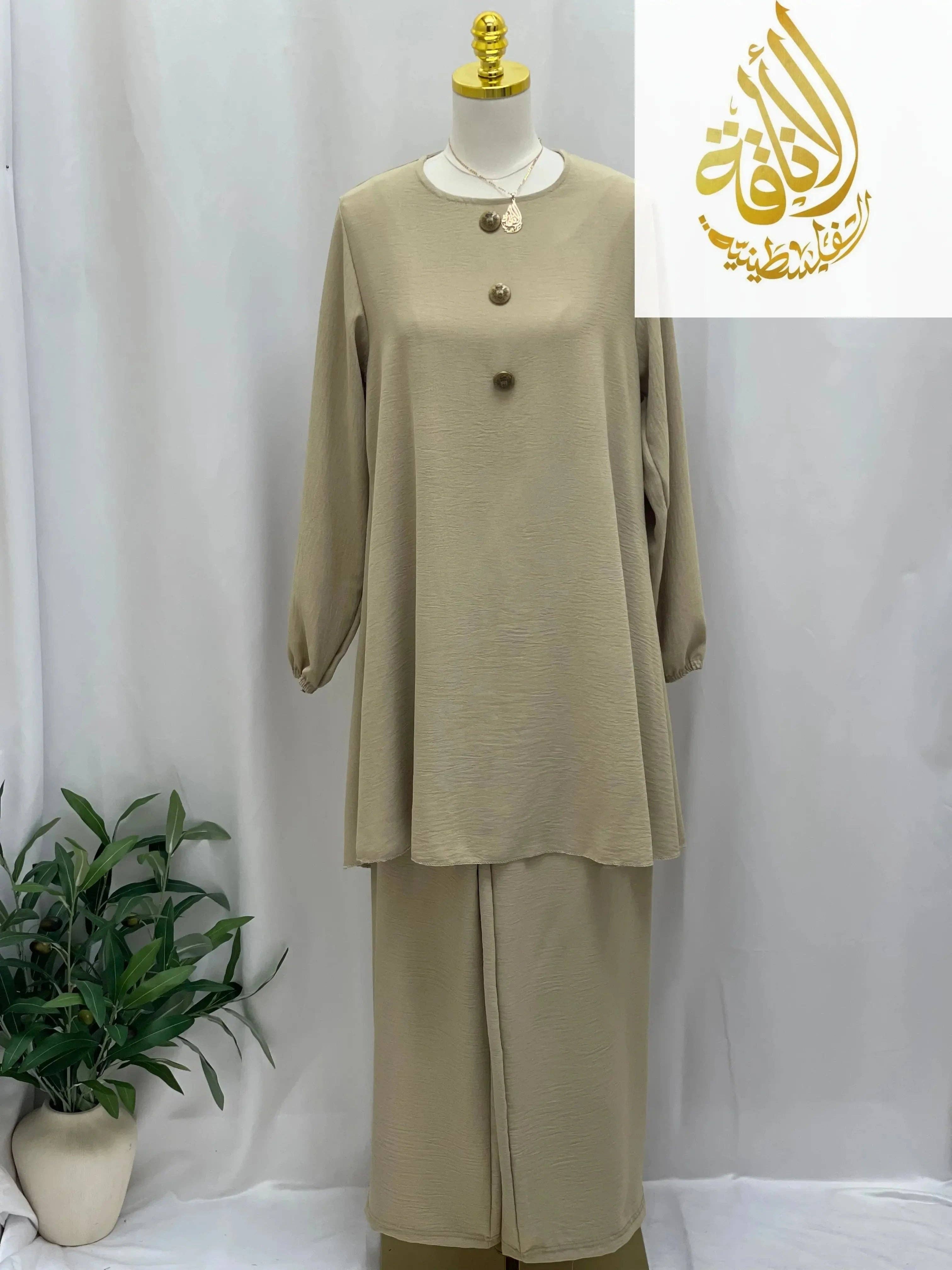 Palestinian Elegance - Wholesale Top & Pant Set (NOT Loungewear) - Women's - Modest Women's Long Tunic & Pant Set - Contemporary & Stylish19