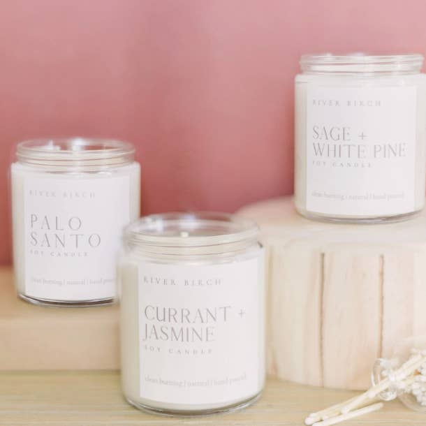 River Birch Candles - Wholesale Jar/Filled Candle - 8.5oz Currant + Jasmine Soy Candle - Clear Jar4