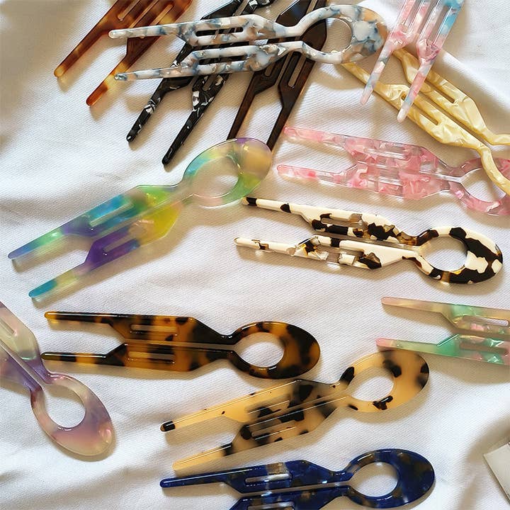 Tourtiwi - Wholesale Hair Pin - Acetate U-shaped Hairpin, Colorful Texture Hairpin4