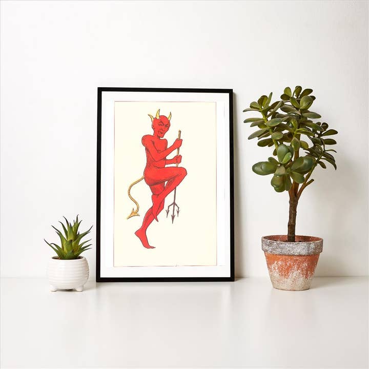 Found Image Press - Wholesale Art Print - Art Print DM-21 Prancing Devil with Pitchfork