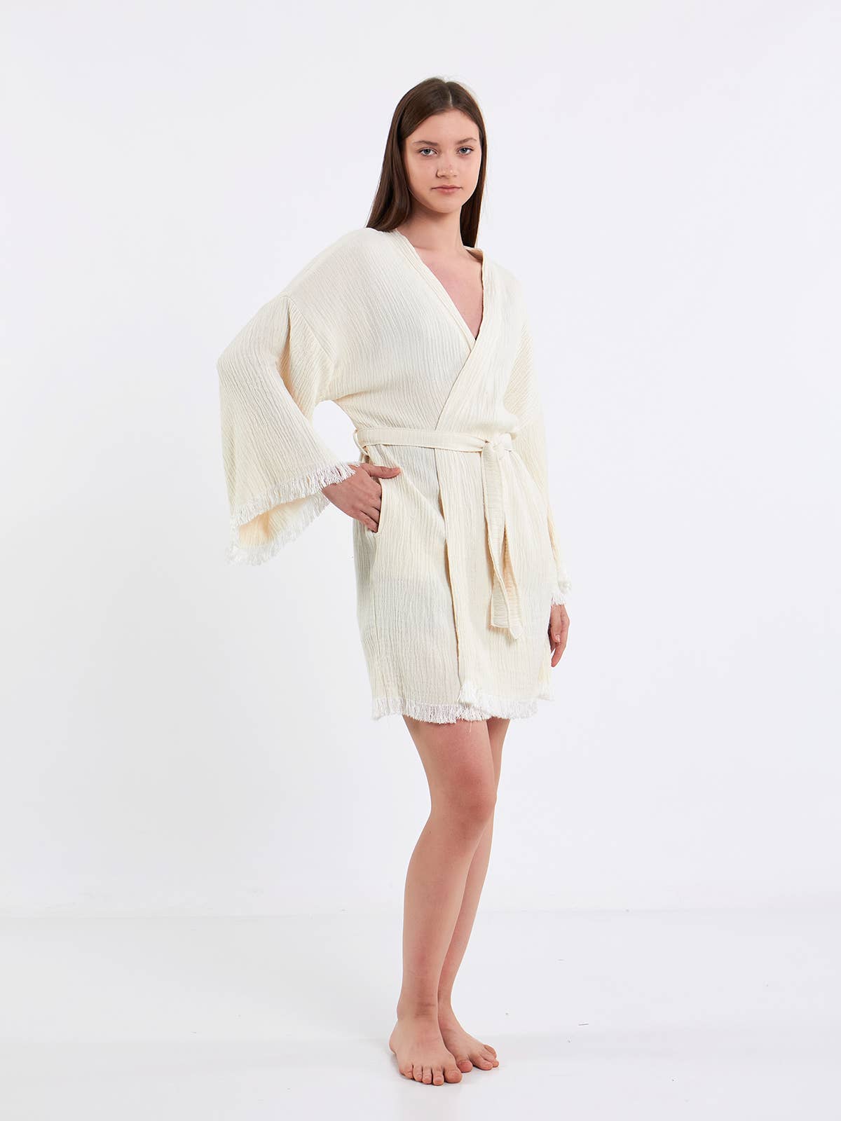 Yaz Concepts - Wholesale Kimono - Women's - White Bride Script Bridal Party Get Ready Short Kimono Robe 6