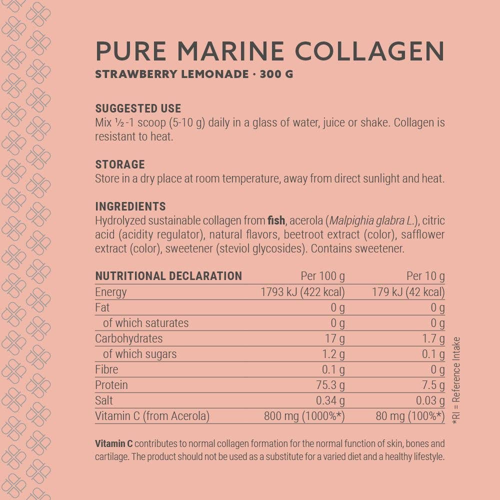 Plent Beauty Care - Wholesale Powdered Health Drink - PURE MARINE COLLAGEN +C - Strawberry Lemonade - 300g2
