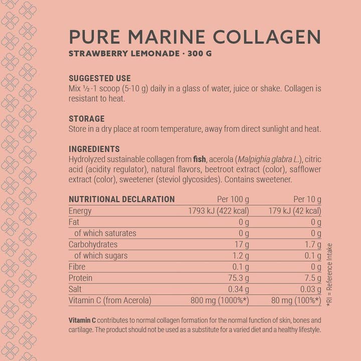 Plent Beauty Care - Wholesale Powdered Health Drink - PURE MARINE COLLAGEN +C - Strawberry Lemonade - 300g2
