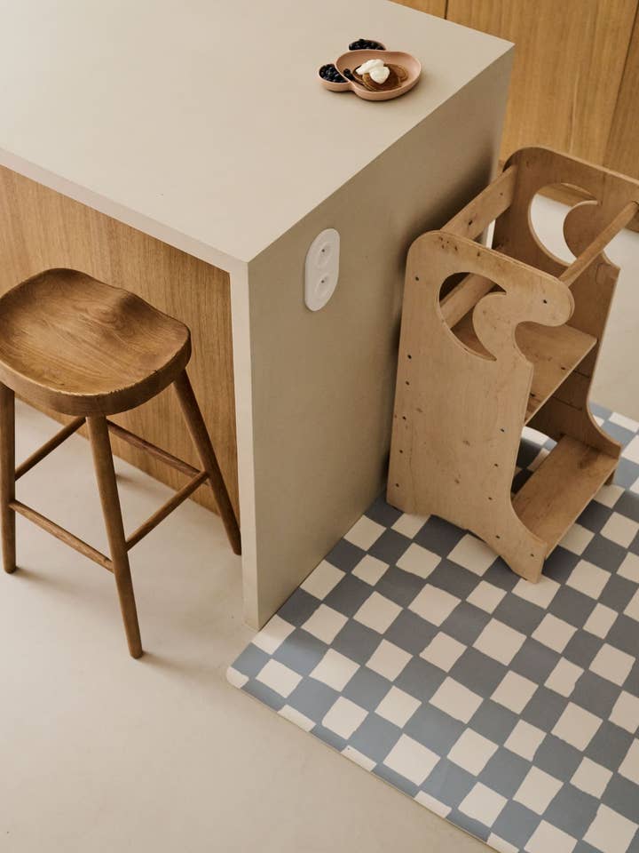 Vegan Leather Baby Splat Mat: Chess Azure, 95x125cm for wholesale by OLYA KIDS