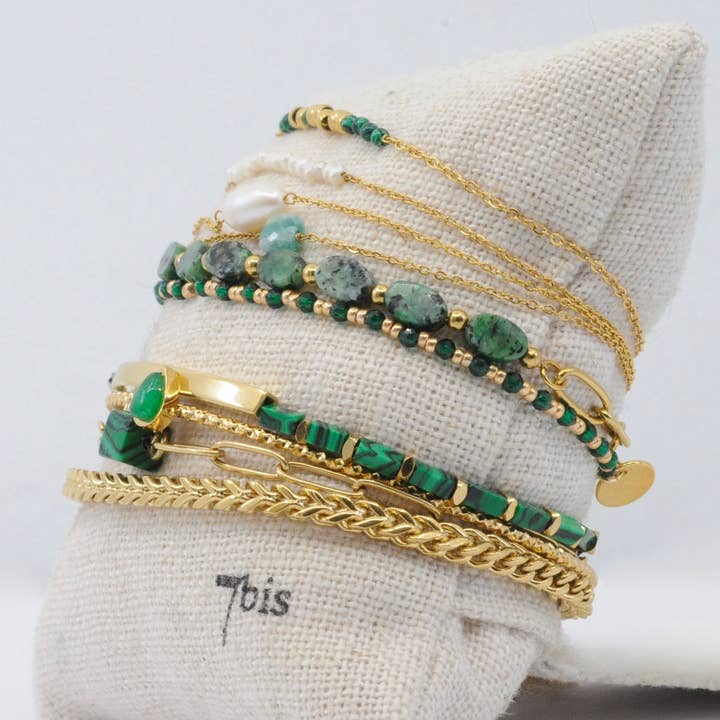 Kit 10 Green Gold Steel Bracelets Promotion for wholesale by Bijoux 7bis