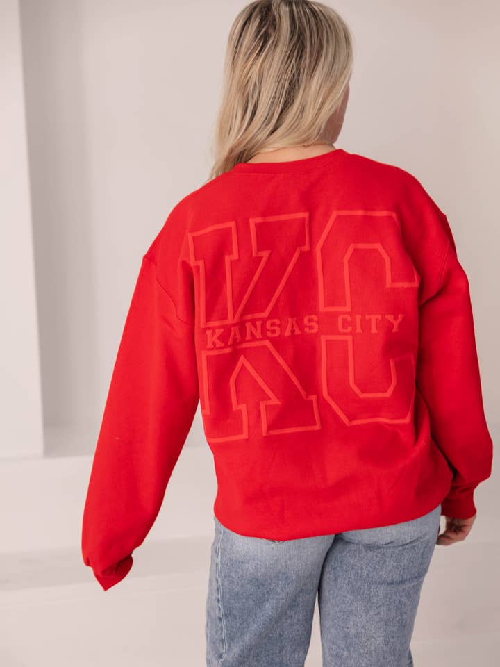 KC Crewneck Sweatshirt (Red) for wholesale by Four Sisters