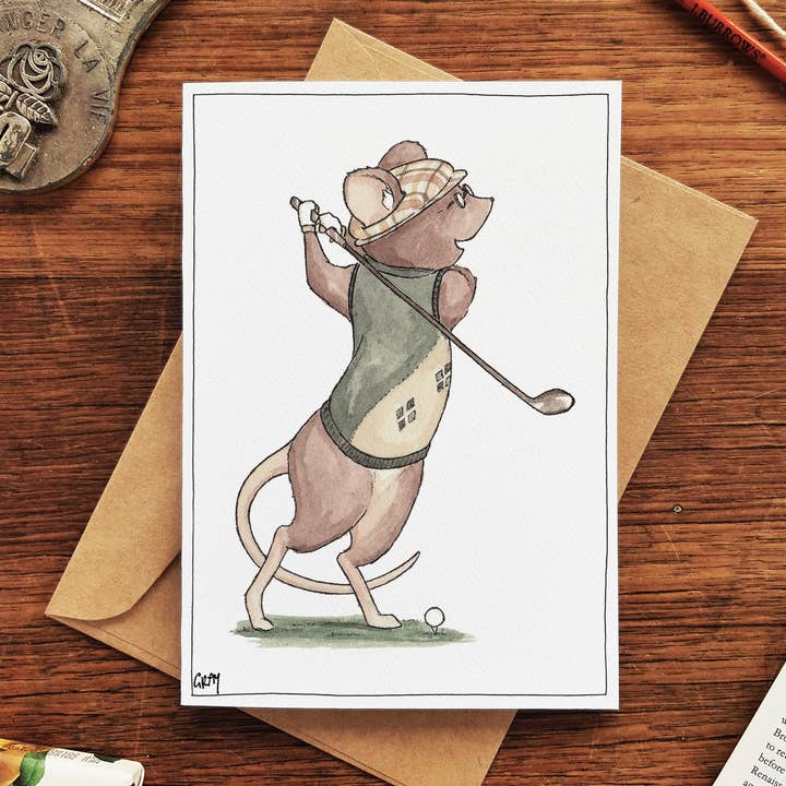 The Mouse's Swing - Greeting Card for wholesale by Erlenmeyer Art