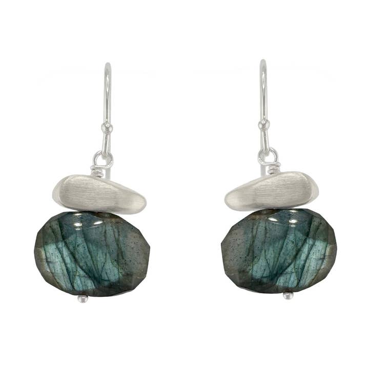 nugget w. stone earrings for wholesale by Philippa Roberts