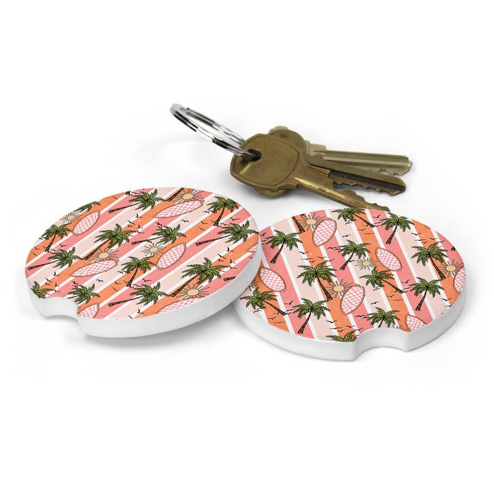 Set de dos posavasos de cerámica para coche - Summer Vibes para venta al por mayor de Blush and Bold Collective