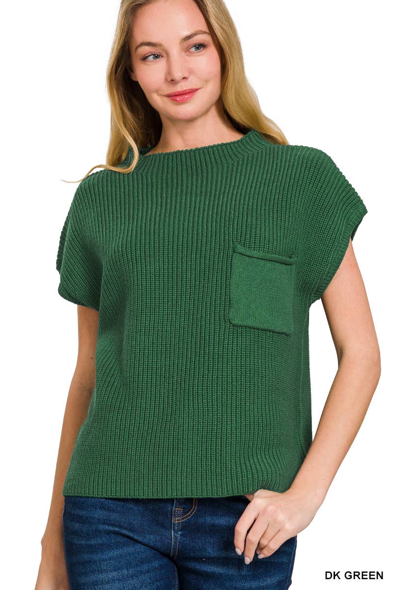 42POPS - Wholesale Knit Sweater - Women's -  Mock Neck Short Sleeve Sweater6