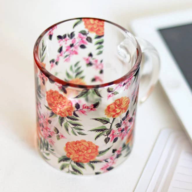 Marigold Glass Mug for wholesale by Kudrati LLC