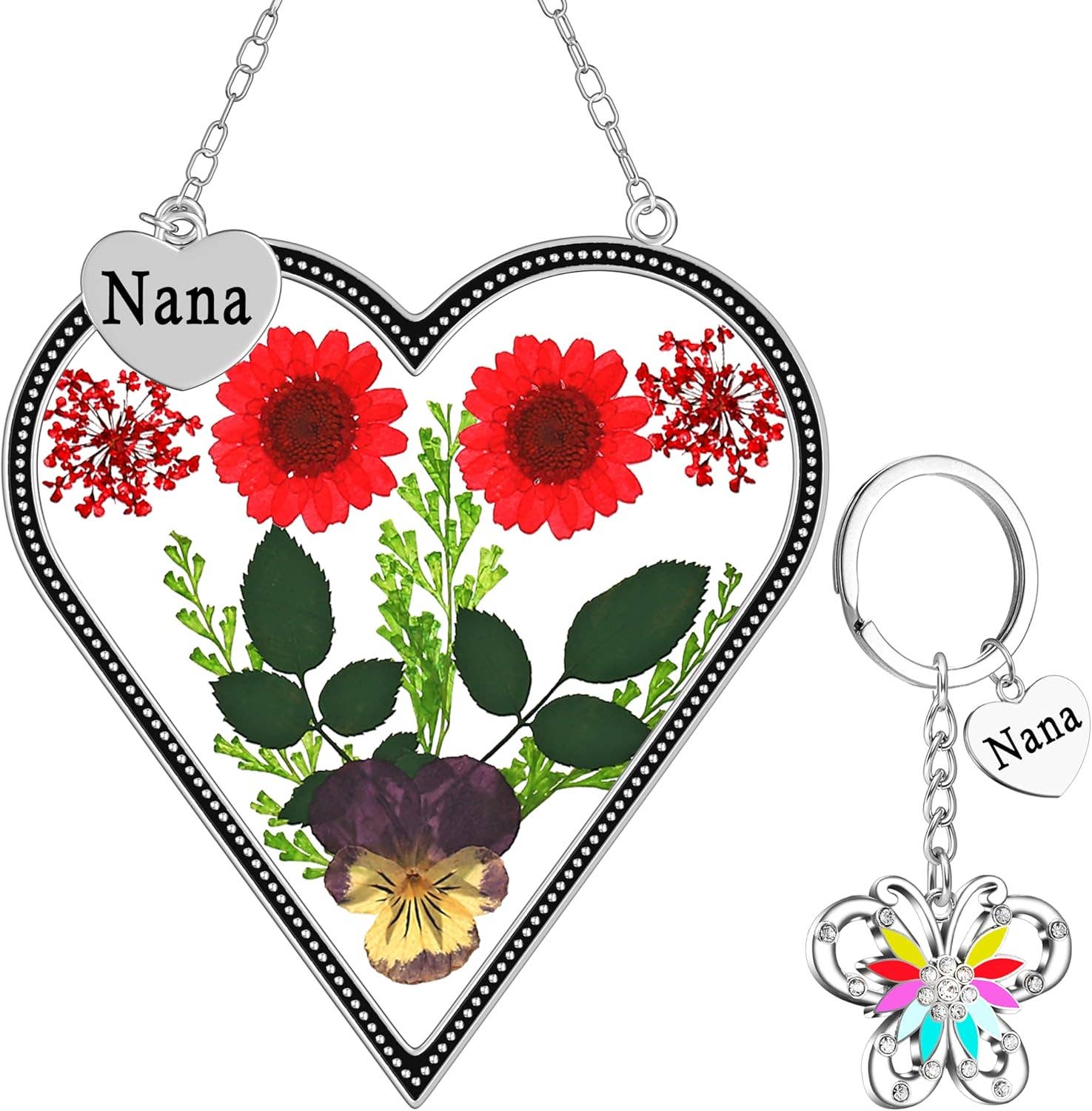 Longshinnning - Wholesale Suncatcher - Heart-Shaped Real Flower Suncatcher with 'I Love You' Keychain Gift Set3