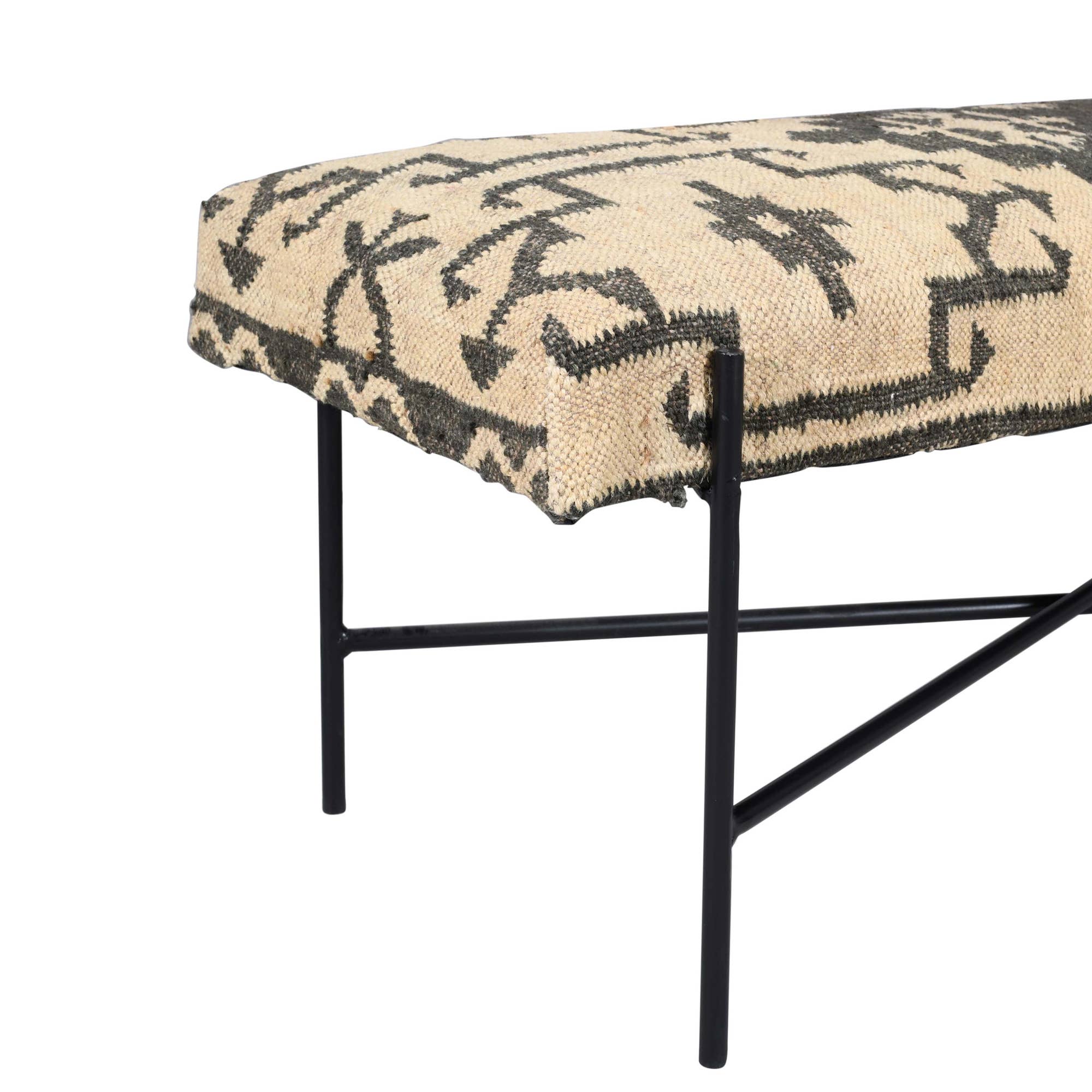 LR Home - Wholesale Bench - Handmade Jute Upholstered Bench with Metal Legs4